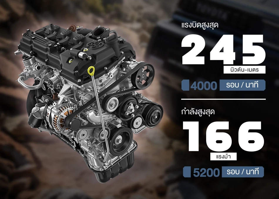 เครื่องยนต์เบนซิน 2TR-FE ขนาด 2.7 ลิตร แบบ Dual VVT-i และเกียร์อัตโนมัติ 6 สปีด พร้อม Sequential Shift
